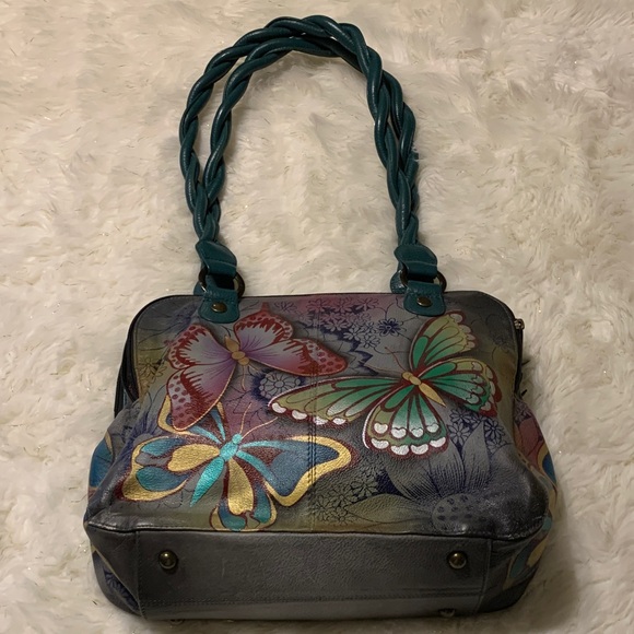 Anuschka Leather Handpainted Butterfly Shoulder Bag NWOT - Picture 2 of 12